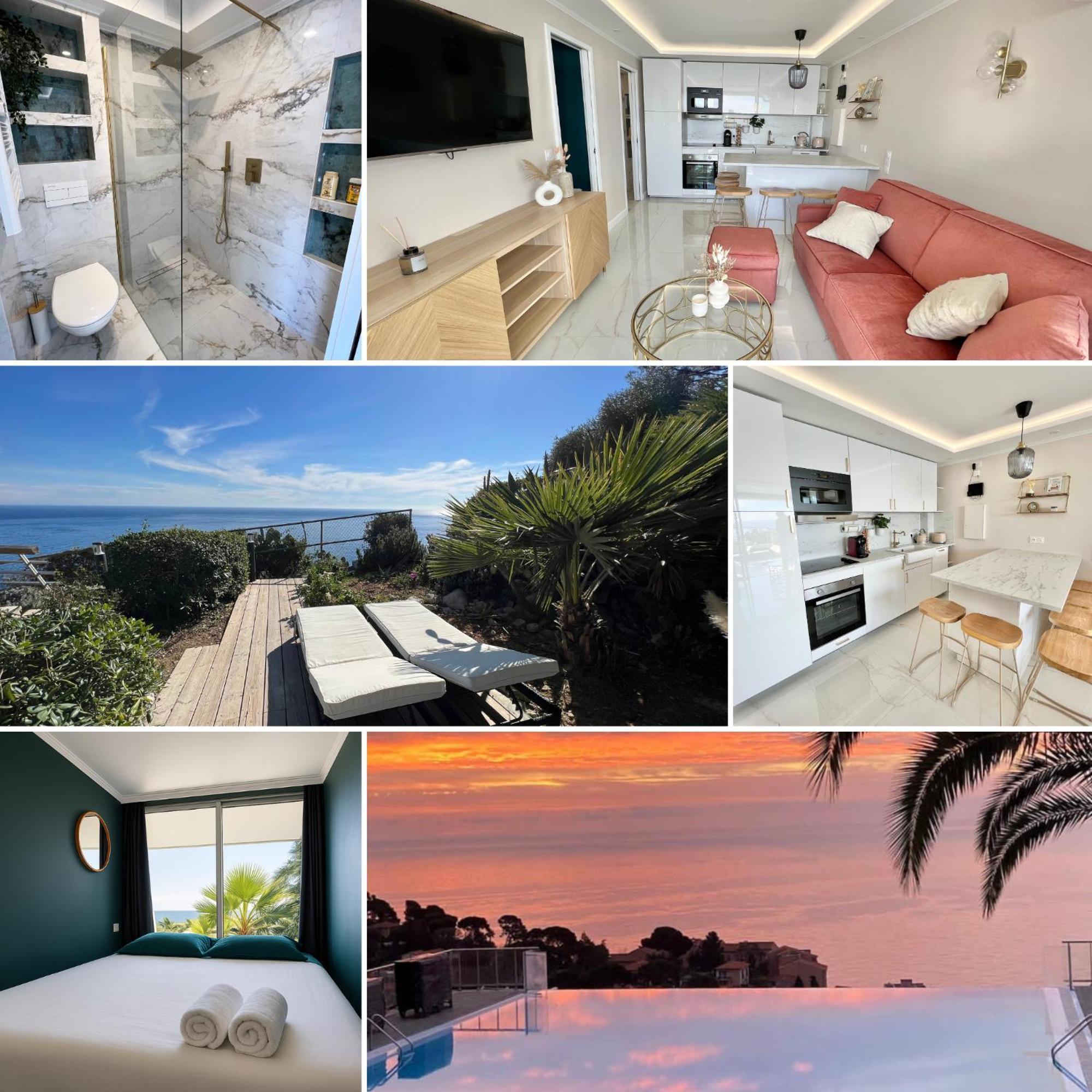 Luxueux Appartement - Vue Mer - Piscine - Free Parking - Monaco Cap-d'Ail Extérieur photo